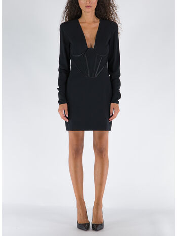 COCKTAIL DRESS TESSUTO VISCOSA SABLE, 1B000 NERO, small