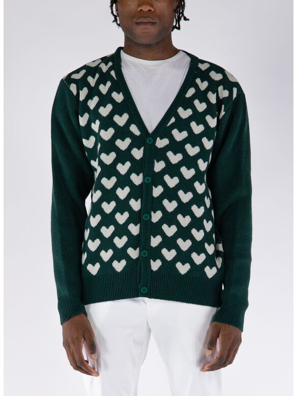 MAGLIONE HEART JACQUARD, GREEN, medium