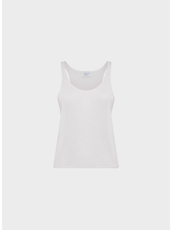 CANOTTA IN MAGLIA CON SCOLLO U, 1103 BIANCO LATTE, medium