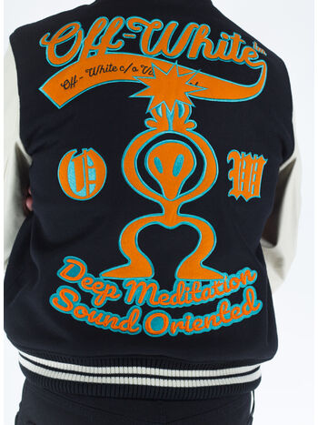 GIACCA VARSITY IN PELLE, 1020BLACKORAN, small