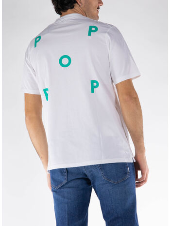 T-SHIRT GIROCOLLO, WHITE/PEACOCK GREEN, small