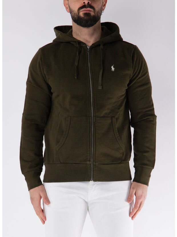 FELPA FULL ZIP CON LOGO, DARK LODEN, large