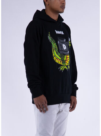 FELPA HOODIE CON STAMPA, NERO, small