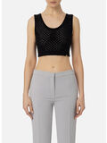 TOP IN COTONE PUNTO RETE CON STRASS, 110 NERO, thumb