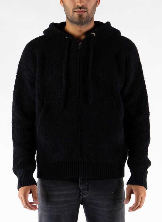 FELPA CAPPUCCIO PELLICCIA, 60NERO, medium