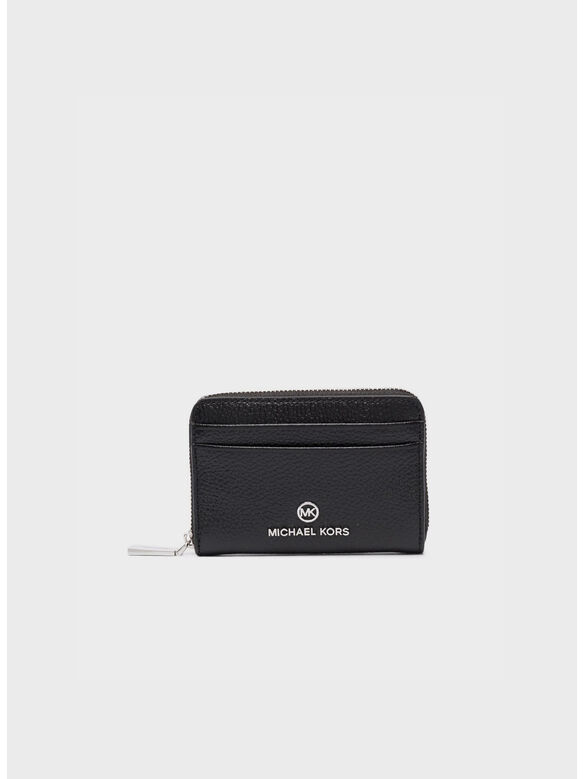 PORTAFOGLIO JET SET CON PLACCA LOGO, 001 BLACK, medium