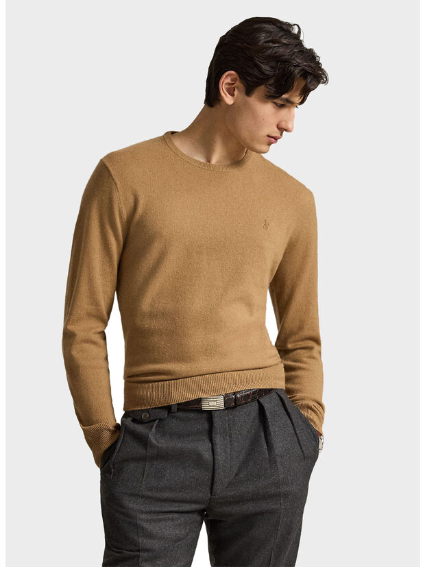 MAGLIONE GIROCOLLO, CROUTON TAN HEATHER, large