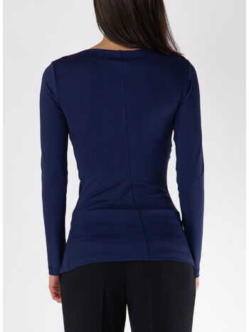 MAGLIA IN JERSEY CON DRAPPEGGIO, B75 NAVY, small
