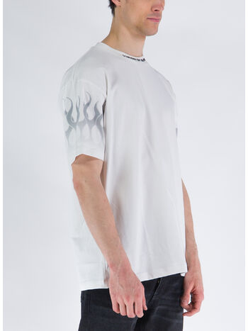 T-SHIRT WITH GREY FLAMES, WHITE, small