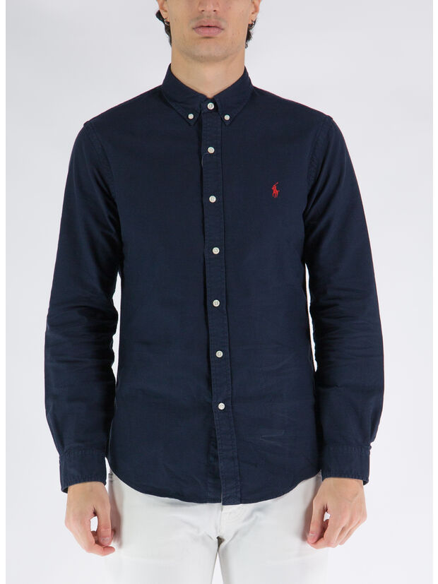 CAMICIA OXFORD A MANICHE LUNGHE, RL NAVY, large