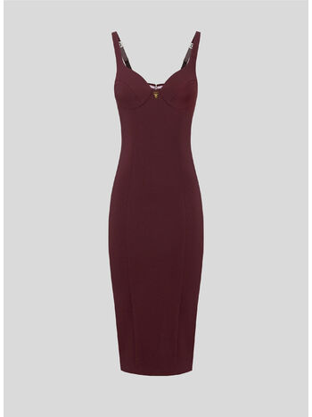 ABITO MIDI IN CRÊPE STRETCH, CG3 ROUGE NOIR, small