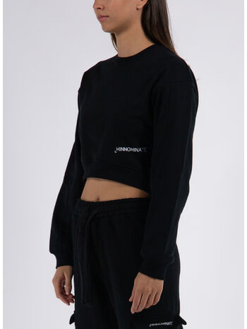 FELPA CROP GIROCOLLO, NERO, small
