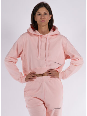 FELPA CROP CON CAPPUCCIO, ROSA, small