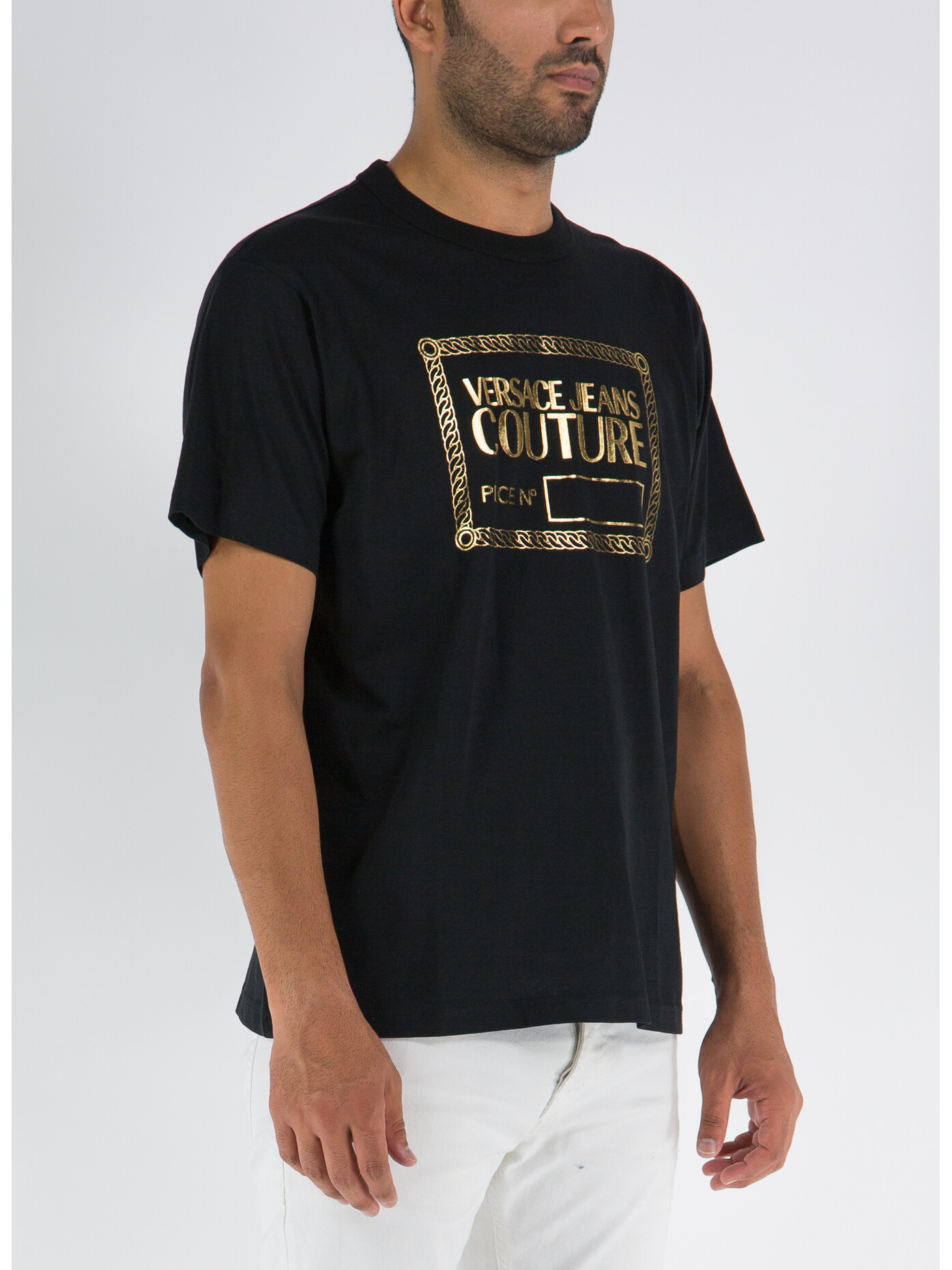 VERSACE JEANS COUTURE T-SHIRT CON LOGO Giallo, Nero Uomo | Selecteur