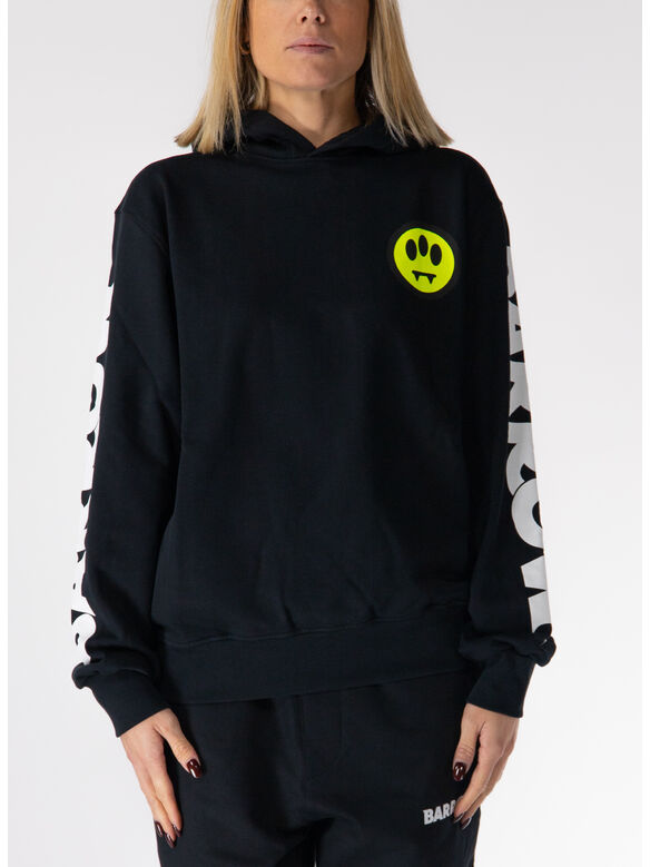 FELPA HOODIE LOGO PRINT UNISEX, 110 NERO/BLACK, medium