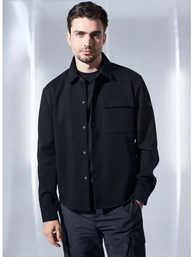 CAMICIA OVERSHIRT PIQUET, NERO, large
