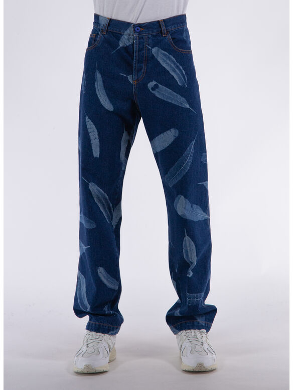 JEANS AOP WIND FEATHERS, 3401 INDIGO, medium