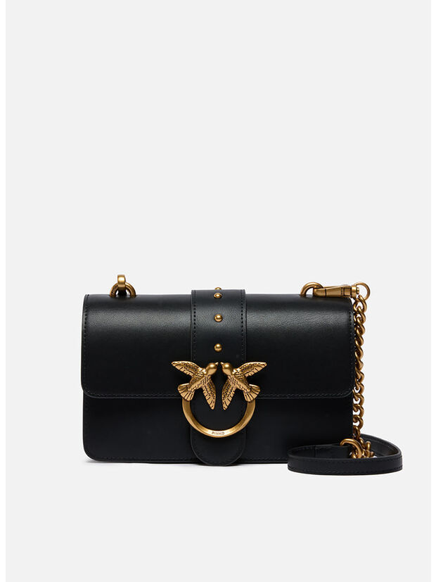 BORSA PICCOLA LOVE BAG ONE IN PELLE, Z99Q NERO-ANTIQUE GOLD, large