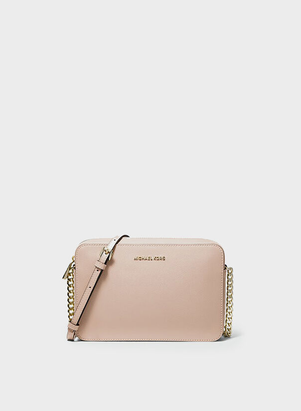 MICHAEL KORS borsa shopping rosa dettagli oro con tracolla e 2 pochette