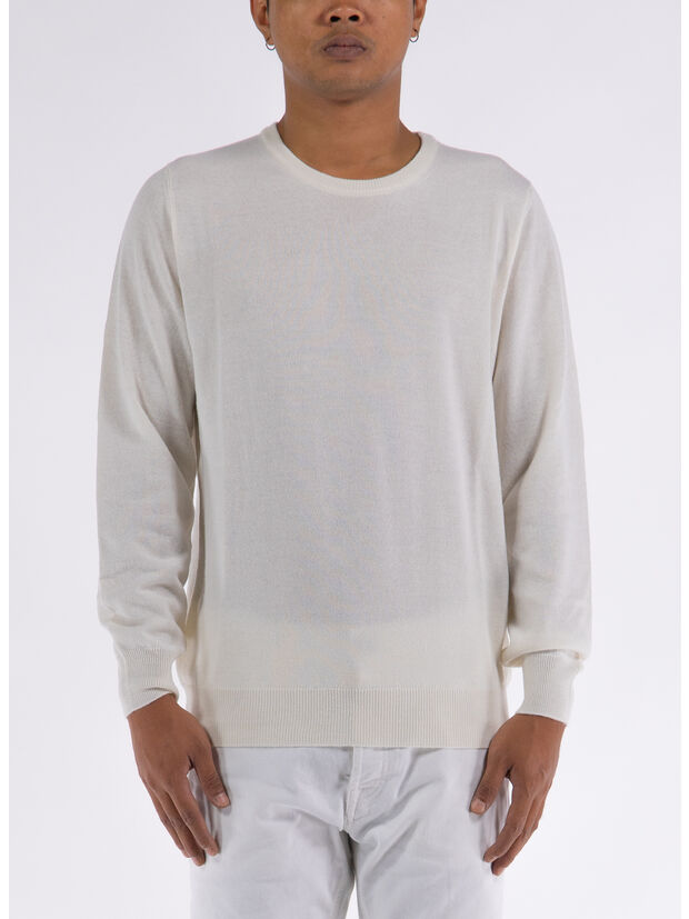 MAGLIONE GIROCOLLO RASATO, 01 BIANCO, large