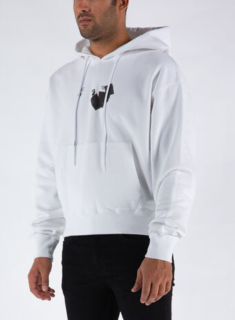 FELPA JUMBO MARKER OVER HOODIE, 0110WHITEBLACK, small