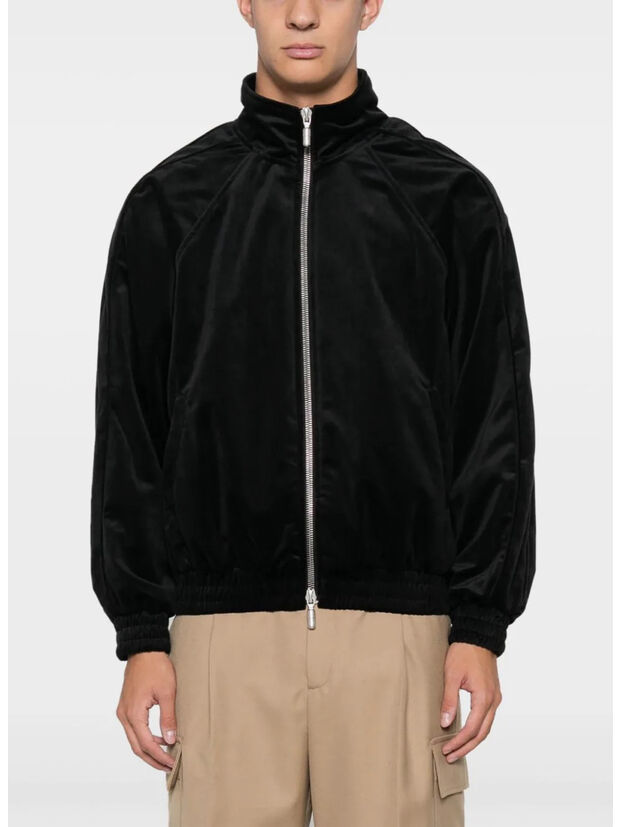 FELPA FULL ZIP VELVET, 0372 BLACK, large