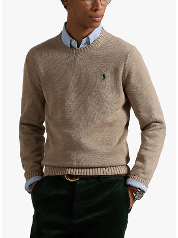 MAGLIONE GIROCOLLO  CON LOGO RICAMATO, BRONZE MELANGE, small