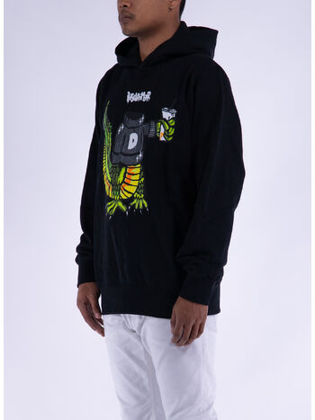 FELPA HOODIE CON STAMPA, NERO, small