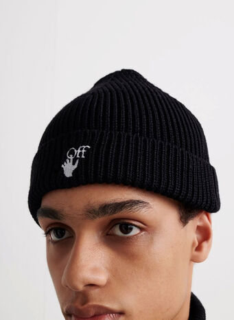 CAPPELLO HAND OFF WOOL RIB BEANIE, 1001BLACKWHITE, small