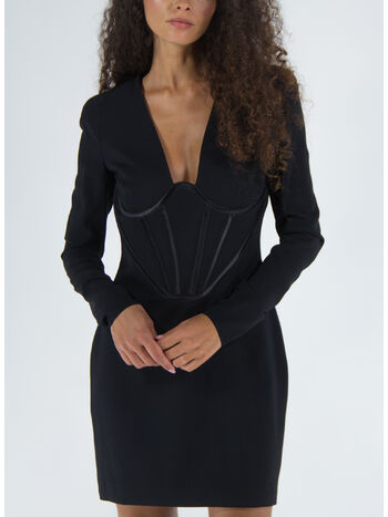 COCKTAIL DRESS TESSUTO VISCOSA SABLE, 1B000 NERO, small
