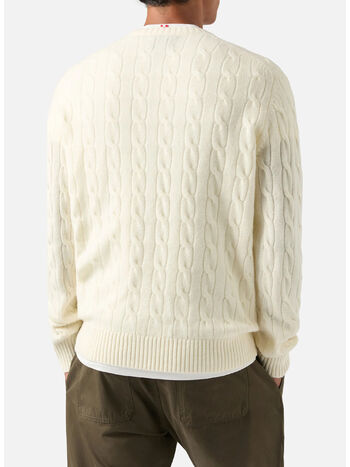 MAGLIONE REGENT BRAID WOOL, 00023M 10 OFF WHITE, small