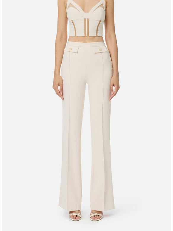 PANTALONE IN DOPPIO CRÊPE, DZ9 MILK, medium