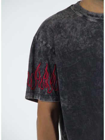 T-SHIRT FLAMES, GREY RED, small
