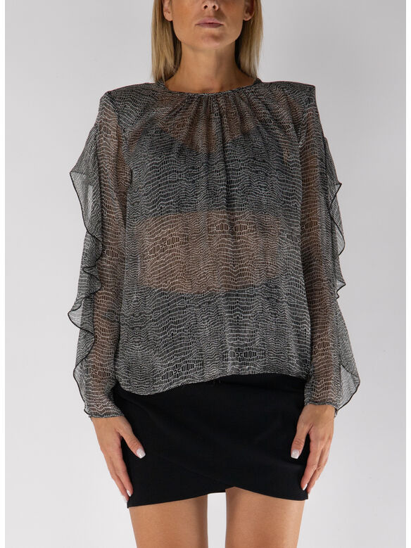 CAMICIA CON ROUCHES, 110 NERO, medium