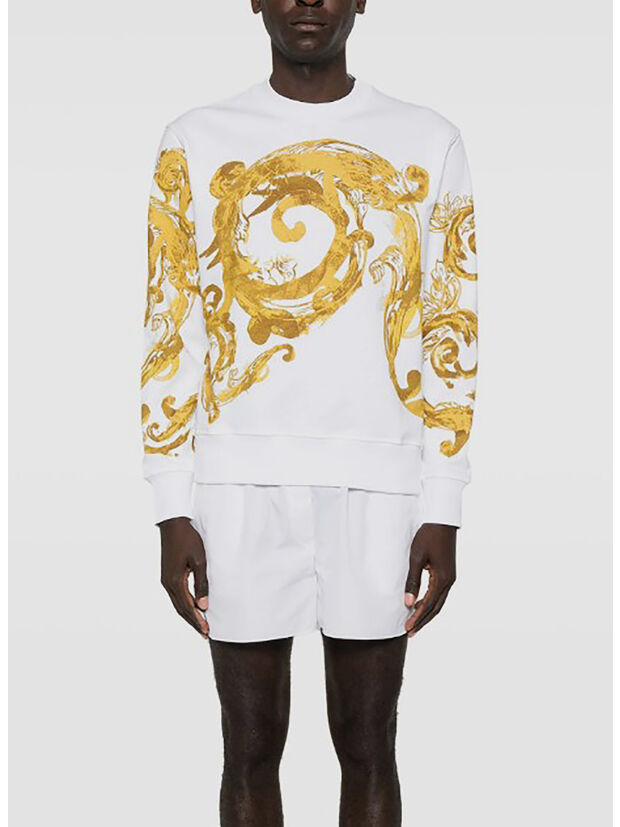 FELPA GIROCOLLO WATERCOLOR COUTURE, G03 WHITE/GOLD, large