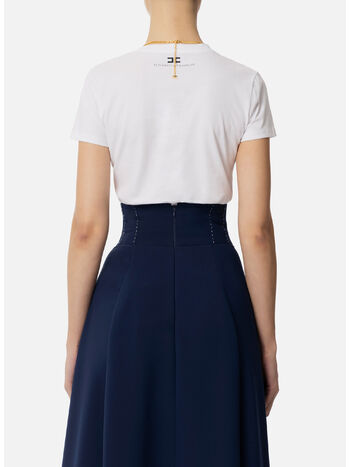 T-SHIRT CROP CON COLLANA A FIOCCO, 270 GESSO, small