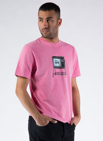 T-SHIRT ROLLING TV PIG. DYED, PINK, small