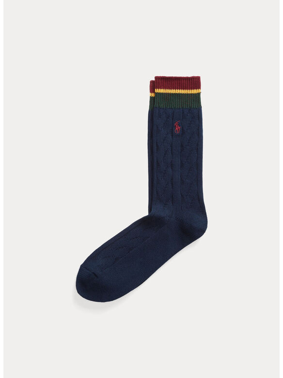 CALZINI CON LOGO, NAVY STRIPED CUFF, medium