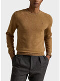 MAGLIONE GIROCOLLO CON LOGO RICAMATO, LATTE BROWN HEATHER, thumb