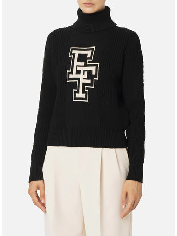 MAGLIONE DOLCEVITA COLLEGE, 685 NERO/BURRO, small