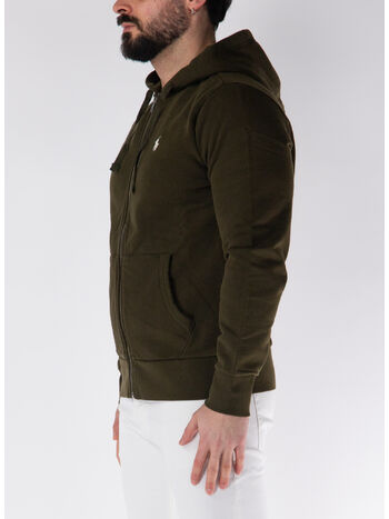 FELPA FULL ZIP CON LOGO, DARK LODEN, small