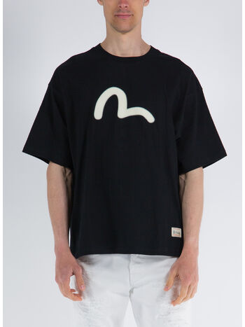 T-SHIRT GRAFFITI DARUMA FACE PRINTED SS TEE, BLACK BLACK, small