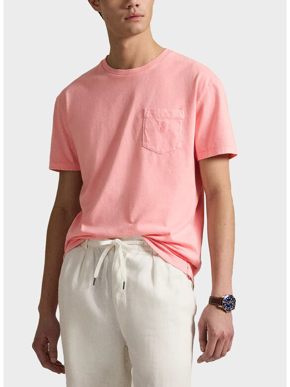 T-SHIRT CON TASCA A TINTURA MINERALE, ROSE, medium