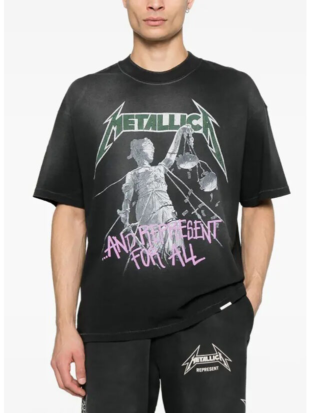 T-SHIRT JUSTICE REPRESENT X METALLICA, STAINED BLACK, large